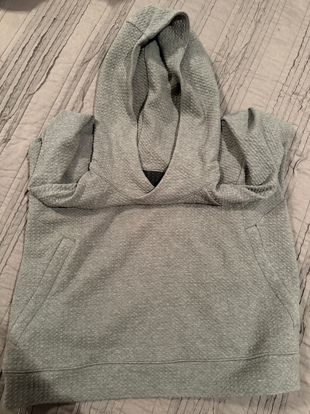 Lululemon Hooded Textured Sweatshirt - Ecru color with zippered pockets.